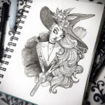 Фото эскиза для тату ведьма 28.01.2021 №0012 - witch tattoo sketch - tattoo-photo.ru