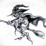 Фото эскиза для тату ведьма 28.01.2021 №0042 - witch tattoo sketch - tattoo-photo.ru