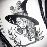 Фото эскиза для тату ведьма 28.01.2021 №0051 - witch tattoo sketch - tattoo-photo.ru