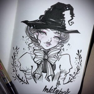 Фото эскиза для тату ведьма 28.01.2021 №0059 - witch tattoo sketch - tattoo-photo.ru
