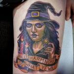 Фото тату про ведьму для девушки 28.01.2021 №0010 - witch tattoo - tattoo-photo.ru