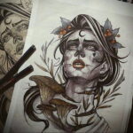 Фото эскиза для тату ведьма 28.01.2021 №0015 - witch tattoo sketch - tattoo-photo.ru