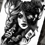 Фото эскиза для тату ведьма 28.01.2021 №0020 - witch tattoo sketch - tattoo-photo.ru