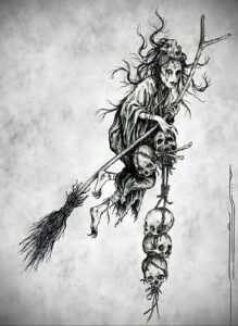 Фото эскиза для тату ведьма 28.01.2021 №0035 - witch tattoo sketch - tattoo-photo.ru