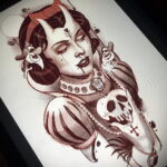 Фото эскиза для тату ведьма 28.01.2021 №0044 - witch tattoo sketch - tattoo-photo.ru