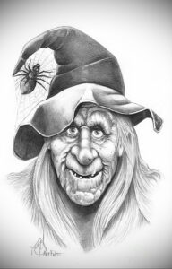 Фото эскиза для тату ведьма 28.01.2021 №0055 - witch tattoo sketch - tattoo-photo.ru