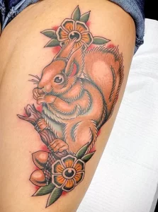 Фото пример рисунка тату белка 18,10,2021 - №0284 - squirrel tattoo - tattoo-photo.ru