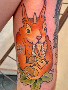 Фото пример рисунка тату белка 18,10,2021 - №0297 - squirrel tattoo - tattoo-photo.ru