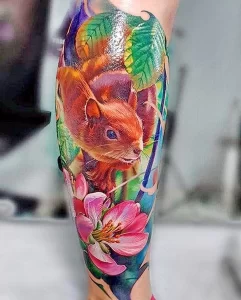 Фото пример рисунка тату белка 18,10,2021 - №0406 - squirrel tattoo - tattoo-photo.ru