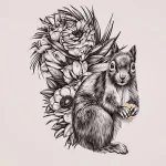 Фото пример рисунка тату белка 18,10,2021 - №0408 - squirrel tattoo - tattoo-photo.ru