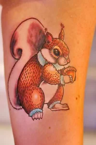 Фото пример рисунка тату белка 18,10,2021 - №0450 - squirrel tattoo - tattoo-photo.ru