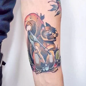Фото пример рисунка тату белка 18,10,2021 - №0455 - squirrel tattoo - tattoo-photo.ru