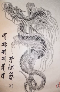 Эскизы тату дракон 28,10,2021 - №0004 - dragon tattoo sketch - tattoo-photo.ru