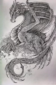 Эскизы тату дракон 28,10,2021 - №0012 - dragon tattoo sketch - tattoo-photo.ru