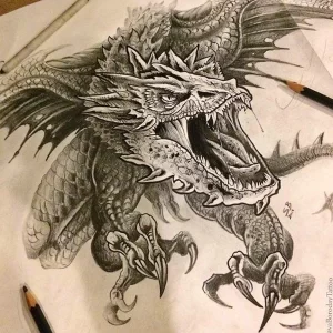 Эскизы тату дракон 28,10,2021 - №0051 - dragon tattoo sketch - tattoo-photo.ru