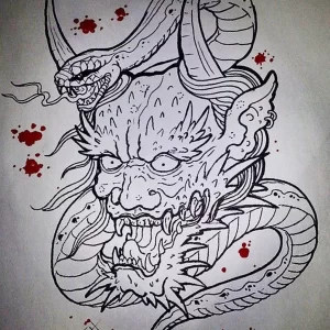 Эскизы тату дракон 28,10,2021 - №0121 - dragon tattoo sketch - tattoo-photo.ru