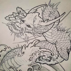 Эскизы тату дракон 28,10,2021 - №0133 - dragon tattoo sketch - tattoo-photo.ru