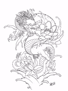 Эскизы тату дракон 28,10,2021 - №0144 - dragon tattoo sketch - tattoo-photo.ru