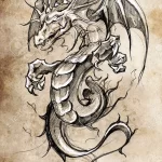 Эскизы тату дракон 28,10,2021 - №0147 - dragon tattoo sketch - tattoo-photo.ru