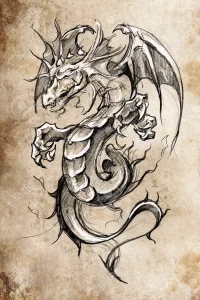Эскизы тату дракон 28,10,2021 - №0147 - dragon tattoo sketch - tattoo-photo.ru