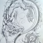 Эскизы тату дракон 28,10,2021 - №0148 - dragon tattoo sketch - tattoo-photo.ru