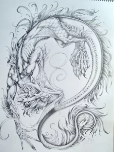 Эскизы тату дракон 28,10,2021 - №0148 - dragon tattoo sketch - tattoo-photo.ru