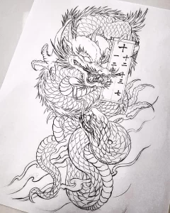 Эскизы тату дракон 28,10,2021 - №0163 - dragon tattoo sketch - tattoo-photo.ru