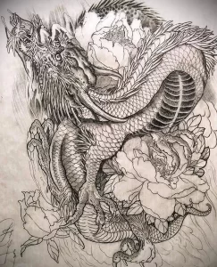 Эскизы тату дракон 28,10,2021 - №0202 - dragon tattoo sketch - tattoo-photo.ru
