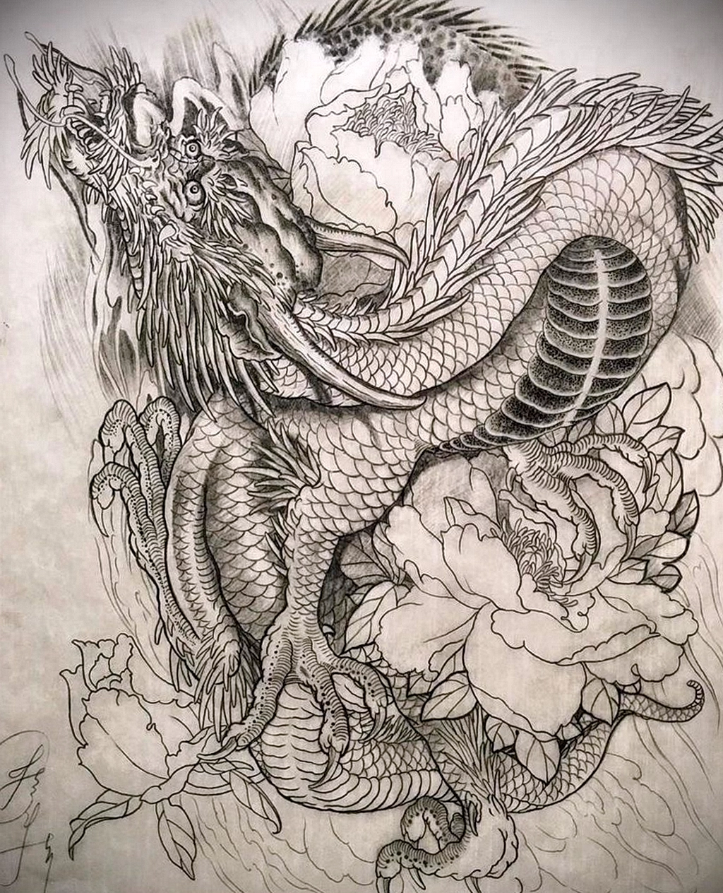 Эскизы тату дракон 28,10,2021 - № 0202 - dragon tattoo sketch - tattoo-phot...
