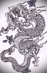 Эскизы тату дракон 28,10,2021 - №0207 - dragon tattoo sketch - tattoo-photo.ru