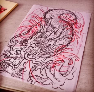 Эскизы тату дракон 28,10,2021 - №0307 - dragon tattoo sketch - tattoo-photo.ru