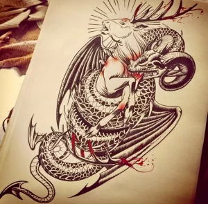 Эскизы тату дракон 28,10,2021 - №0315 - dragon tattoo sketch - tattoo-photo.ru