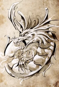 Эскизы тату дракон 28,10,2021 - №0535 - dragon tattoo sketch - tattoo-photo.ru