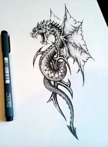 Эскизы тату дракон 28,10,2021 - №0550 - dragon tattoo sketch - tattoo-photo.ru