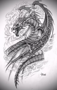 Эскизы тату дракон 28,10,2021 - №0563 - dragon tattoo sketch - tattoo-photo.ru