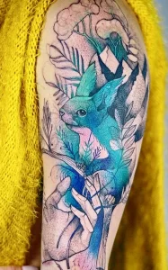 Фото пример рисунка тату белка 18,10,2021 - №0025 - squirrel tattoo - tattoo-photo.ru
