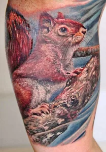 Фото пример рисунка тату белка 18,10,2021 - №0034 - squirrel tattoo - tattoo-photo.ru