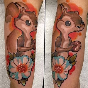 Фото пример рисунка тату белка 18,10,2021 - №0054 - squirrel tattoo - tattoo-photo.ru