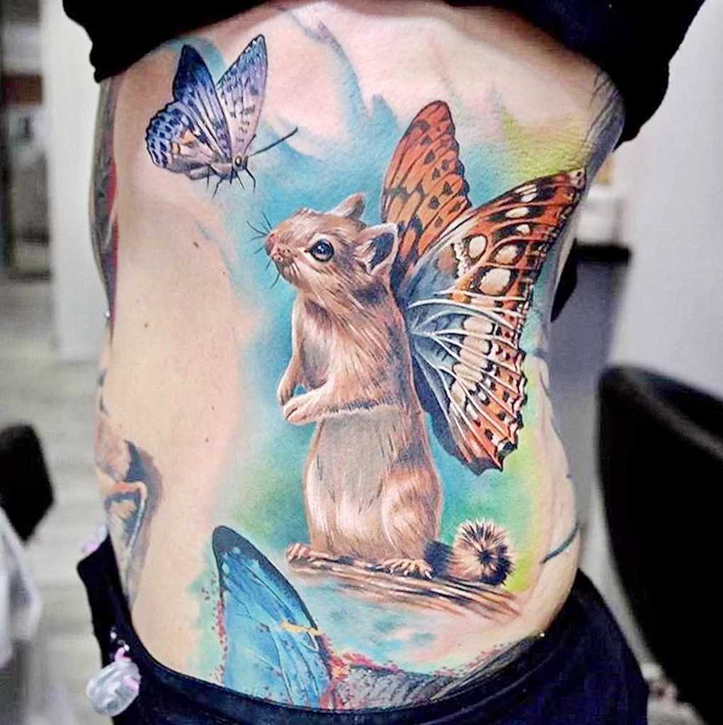Фото пример рисунка тату белка 18,10,2021 - №0078 - squirrel tattoo - tattoo-photo.ru