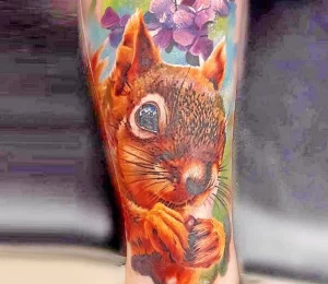 Фото пример рисунка тату белка 18,10,2021 - №0091 - squirrel tattoo - tattoo-photo.ru