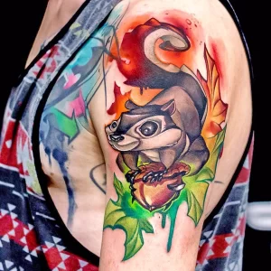 Фото пример рисунка тату белка 18,10,2021 - №0096 - squirrel tattoo - tattoo-photo.ru