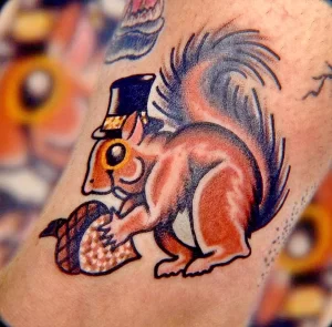Фото пример рисунка тату белка 18,10,2021 - №0111 - squirrel tattoo - tattoo-photo.ru