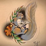 Фото пример рисунка тату белка 18,10,2021 - №0192 - squirrel tattoo - tattoo-photo.ru