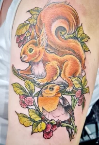 Фото пример рисунка тату белка 18,10,2021 - №0256 - squirrel tattoo - tattoo-photo.ru