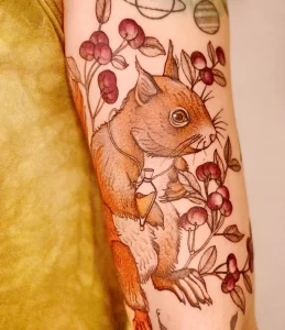 Фото пример рисунка тату белка 18,10,2021 - №0291 - squirrel tattoo - tattoo-photo.ru