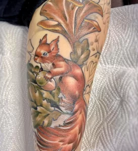 Фото пример рисунка тату белка 18,10,2021 - №0300 - squirrel tattoo - tattoo-photo.ru