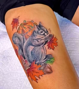 Фото пример рисунка тату белка 18,10,2021 - №0381 - squirrel tattoo - tattoo-photo.ru