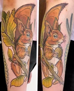 Фото пример рисунка тату белка 18,10,2021 - №0436 - squirrel tattoo - tattoo-photo.ru