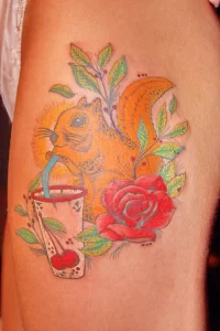 Фото пример рисунка тату белка 18,10,2021 - №0439 - squirrel tattoo - tattoo-photo.ru