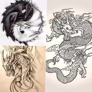 Эскизы тату дракон 28,10,2021 - №0018 - dragon tattoo sketch - tattoo-photo.ru